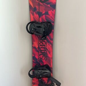 Burton Vibrant Red and Black Snowboard with Bindings